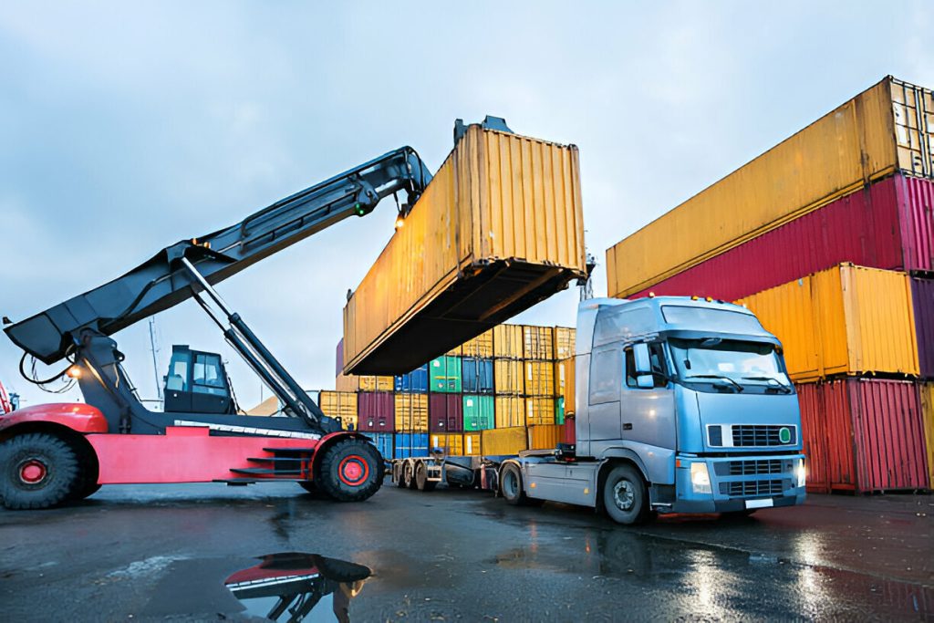 Bulldozer being transported on a flatbed - Heavy Equipment Transport
